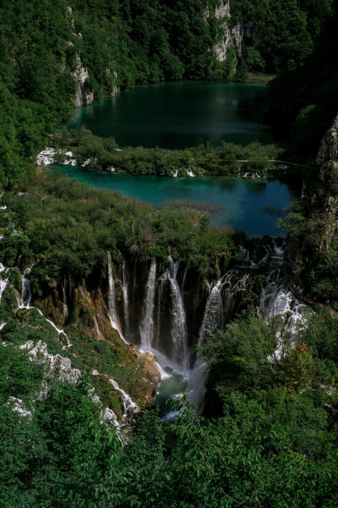 Plitvice lakes waterfall and lake