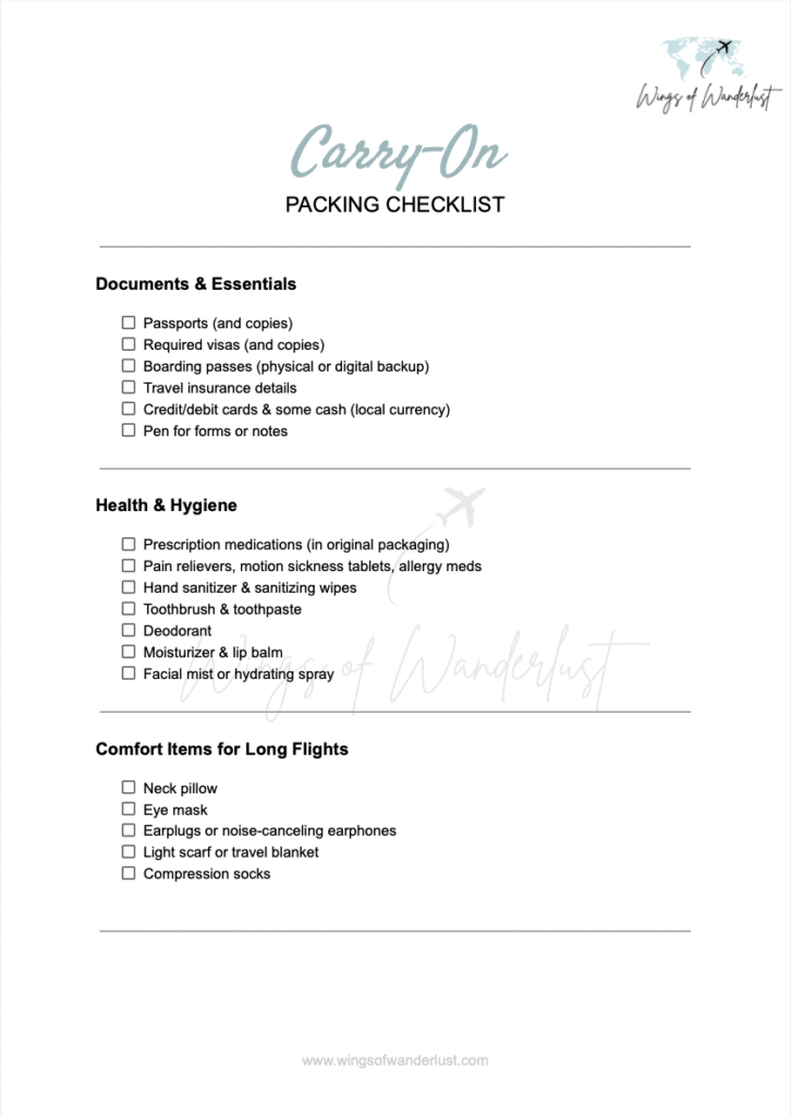 packing checklist image